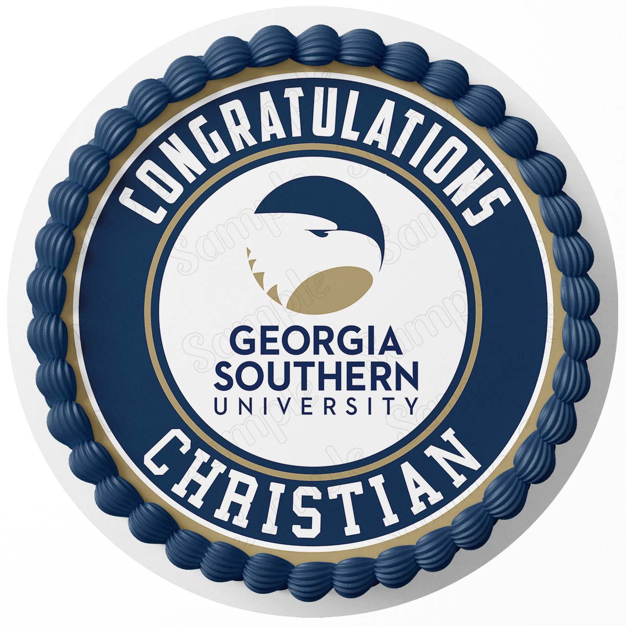 Georgia Southern University Round – Icing Sheet Birthday - Personalized Edible Cake Topper | Custom Icing Sheet | Birthday Cake Decoration