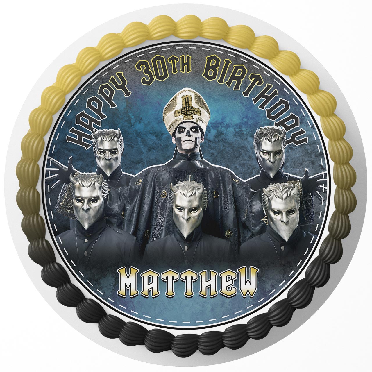 Ghost Band Rock Round – Icing Sheet Birthday - Personalized Edible Cake Topper | Custom Icing Sheet | Birthday Cake Decoration | Photo Cake Image