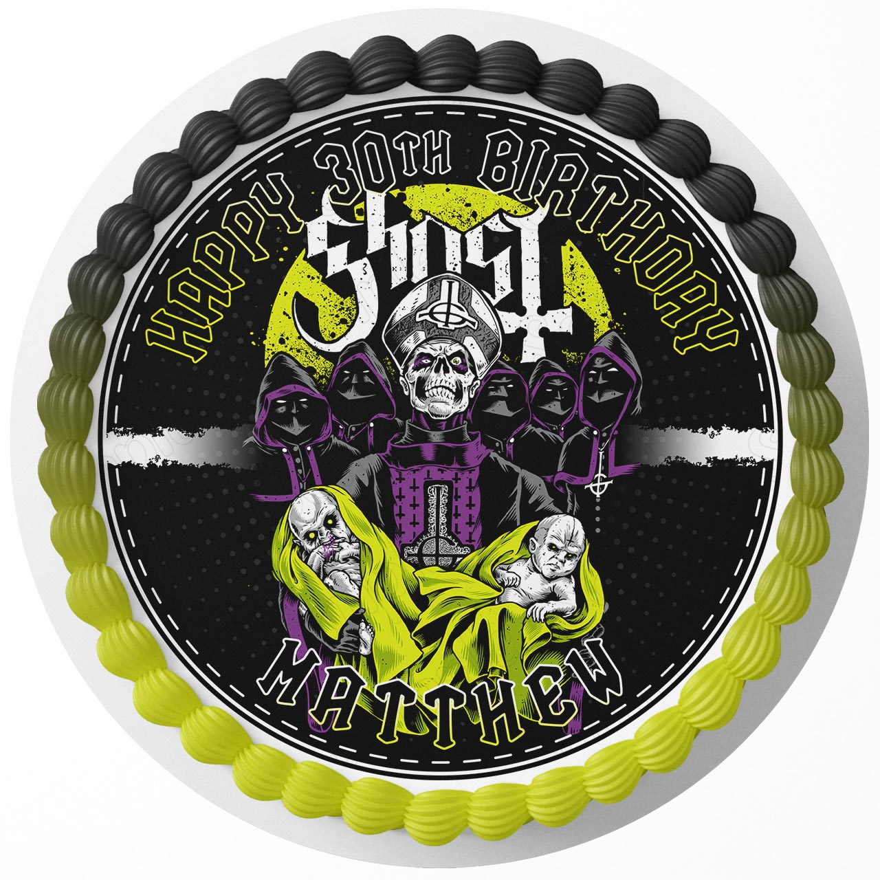 Ghost Band Round – Icing Sheet Birthday - Personalized Edible Cake Topper | Custom Icing Sheet | Birthday Cake Decoration | Photo Cake Image