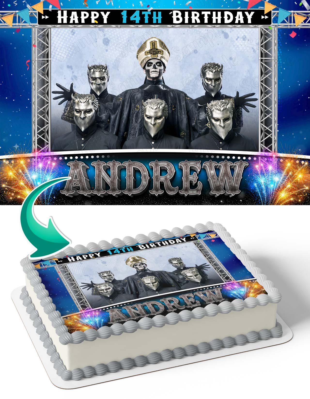Ghost Rock Band GBH Edible Cake Topper
