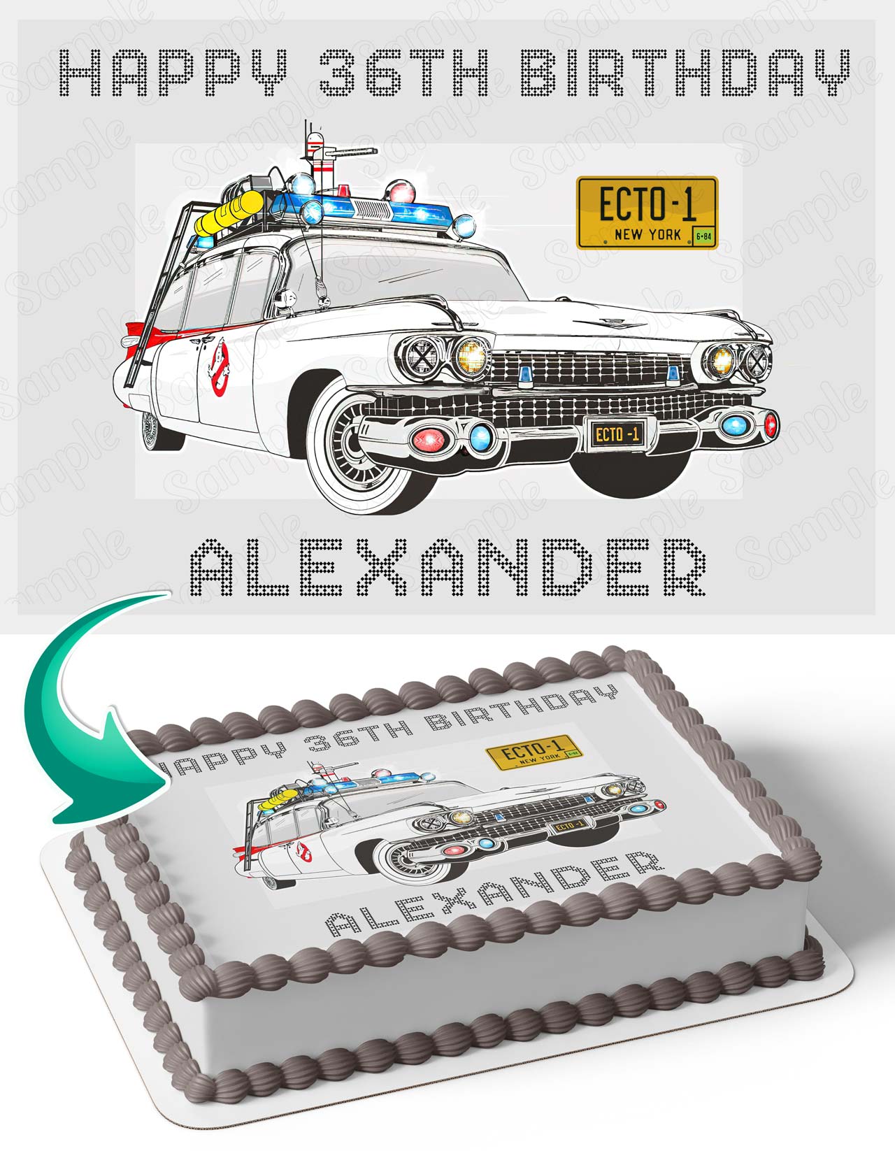Ghostbusters ECTO1 Truck Edible Cake Topper