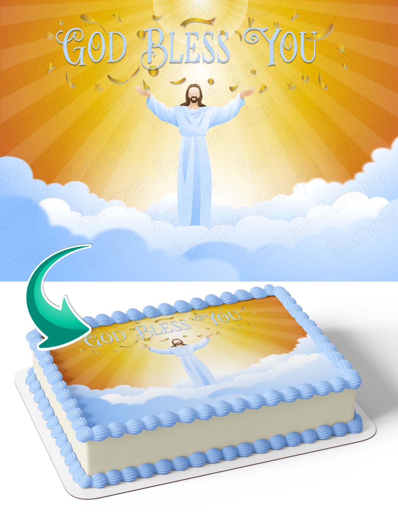 God Bless You Jesus Edible Cake Topper