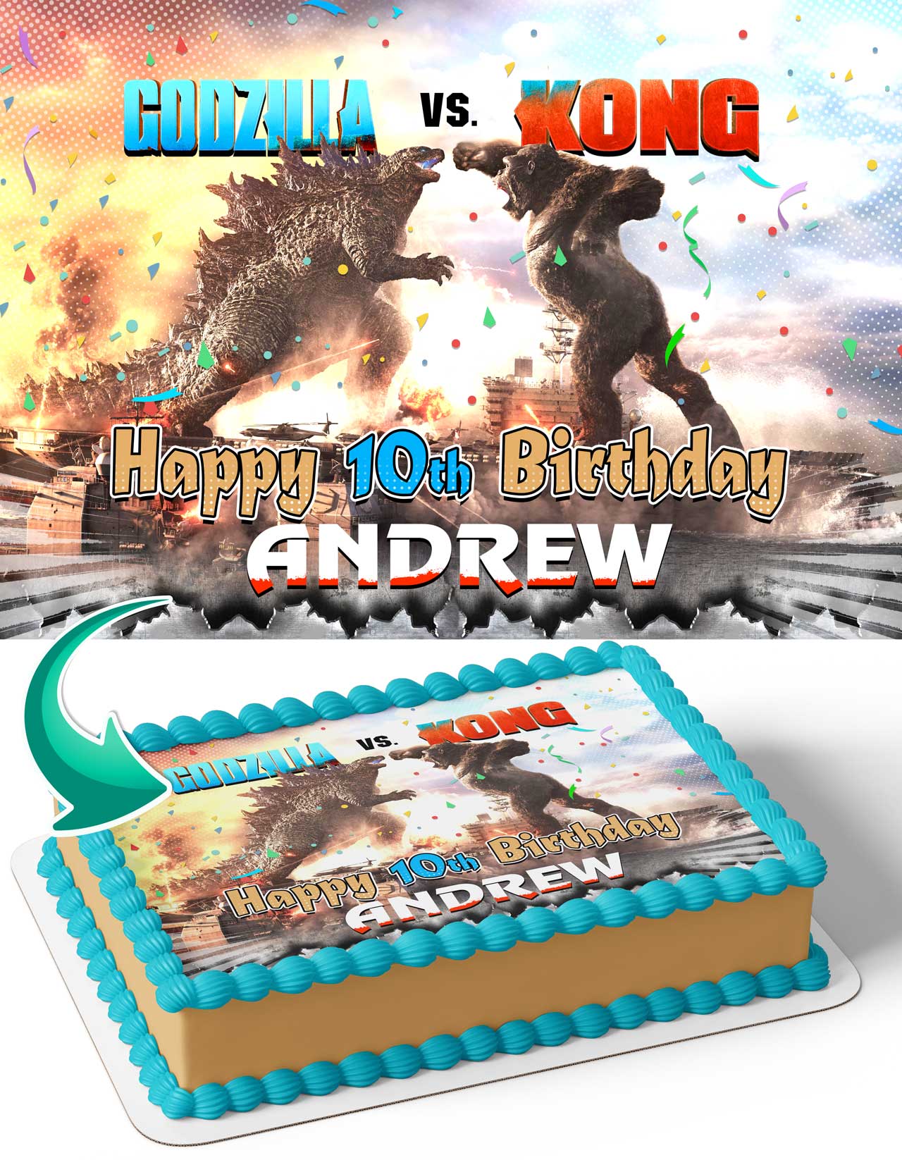Godzilla vs Kong Edible Cake Topper