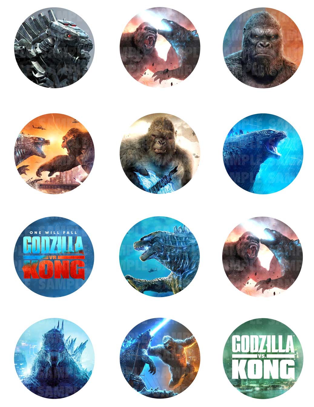 Godzilla Vs Kong Edible Cupcake Toppers – Round Icing Sheet Birth - Edible Cake Topper | Icing Sheet | Birthday Cake Decoration