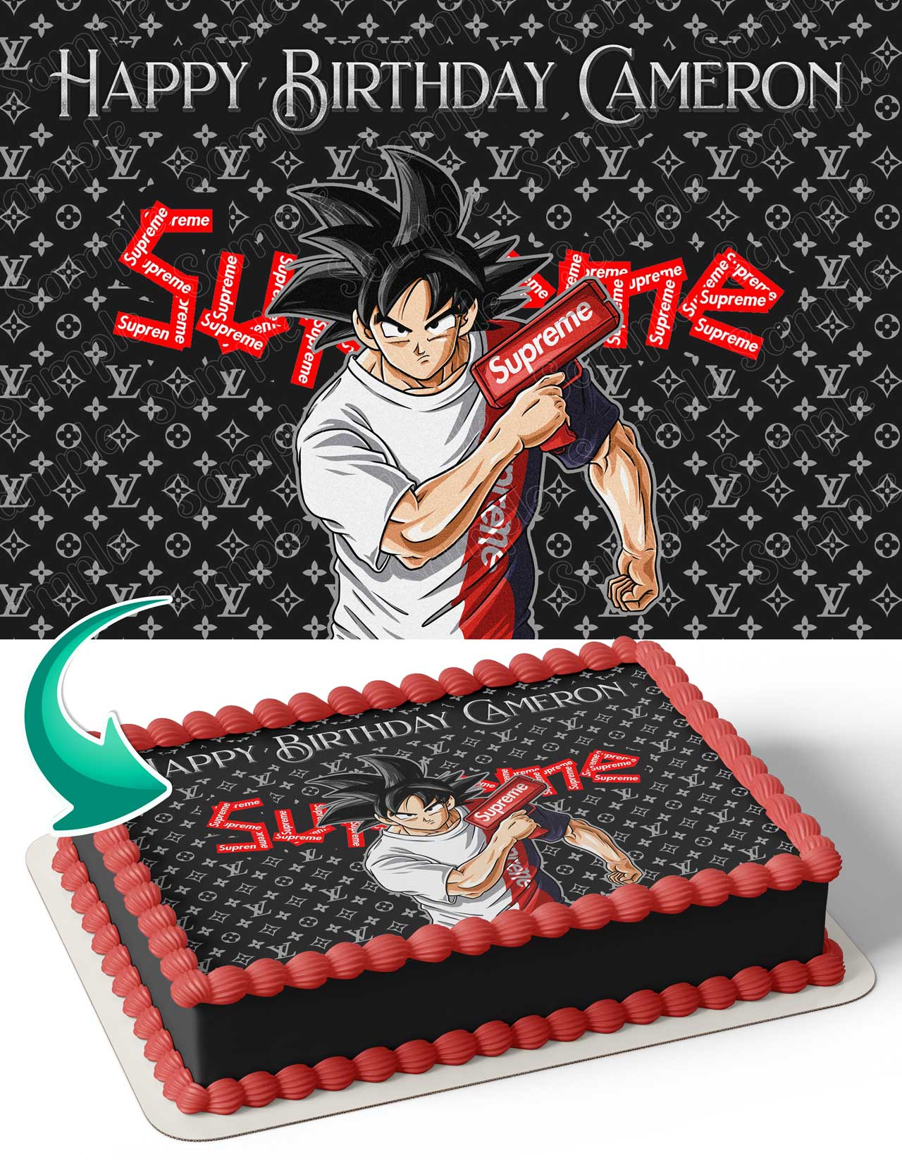 Goku Luis Fashion Girls VittonSupreme Nieke Dragon Figthers Edible Cake Topper