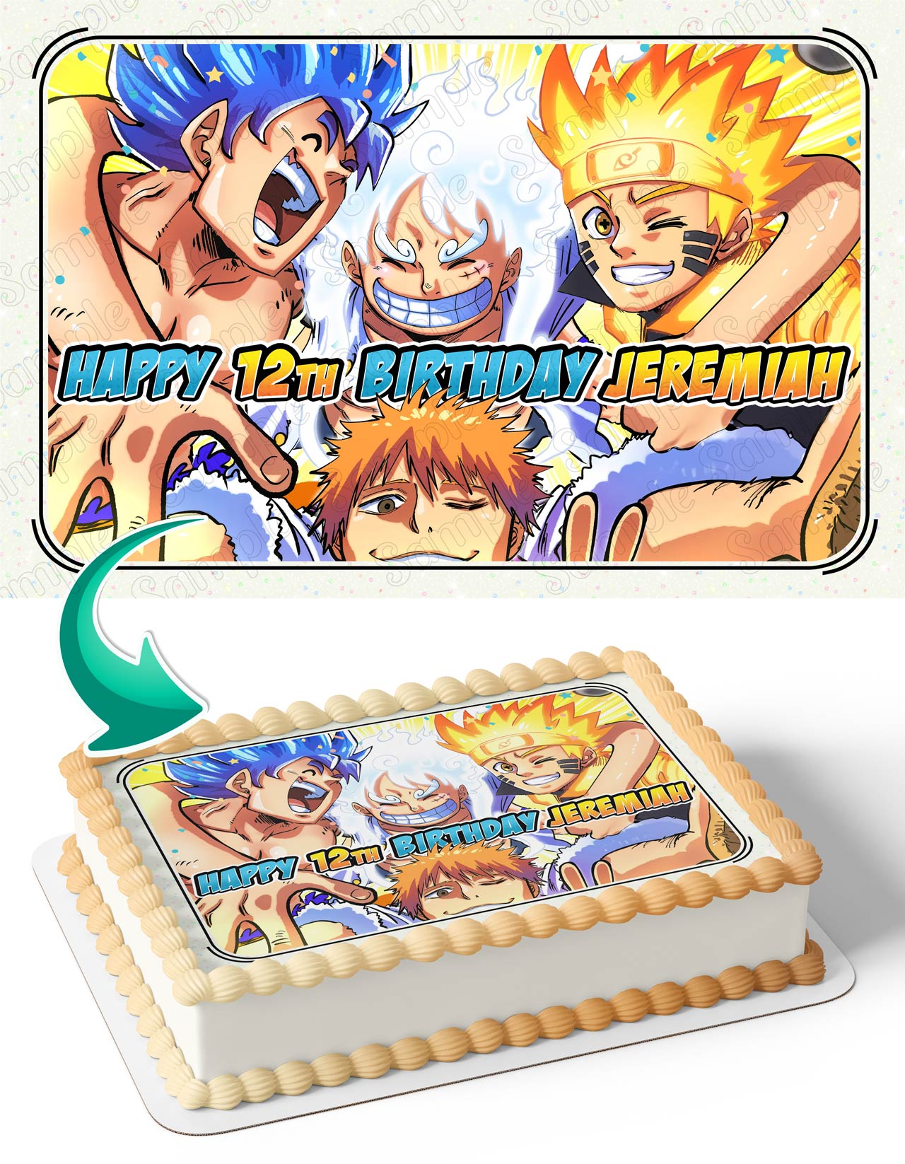 Goku Luffy Naruto Ichigo Dragon Figthers Naruto Piece Kids Luffy Bleach Edible Cake Topper