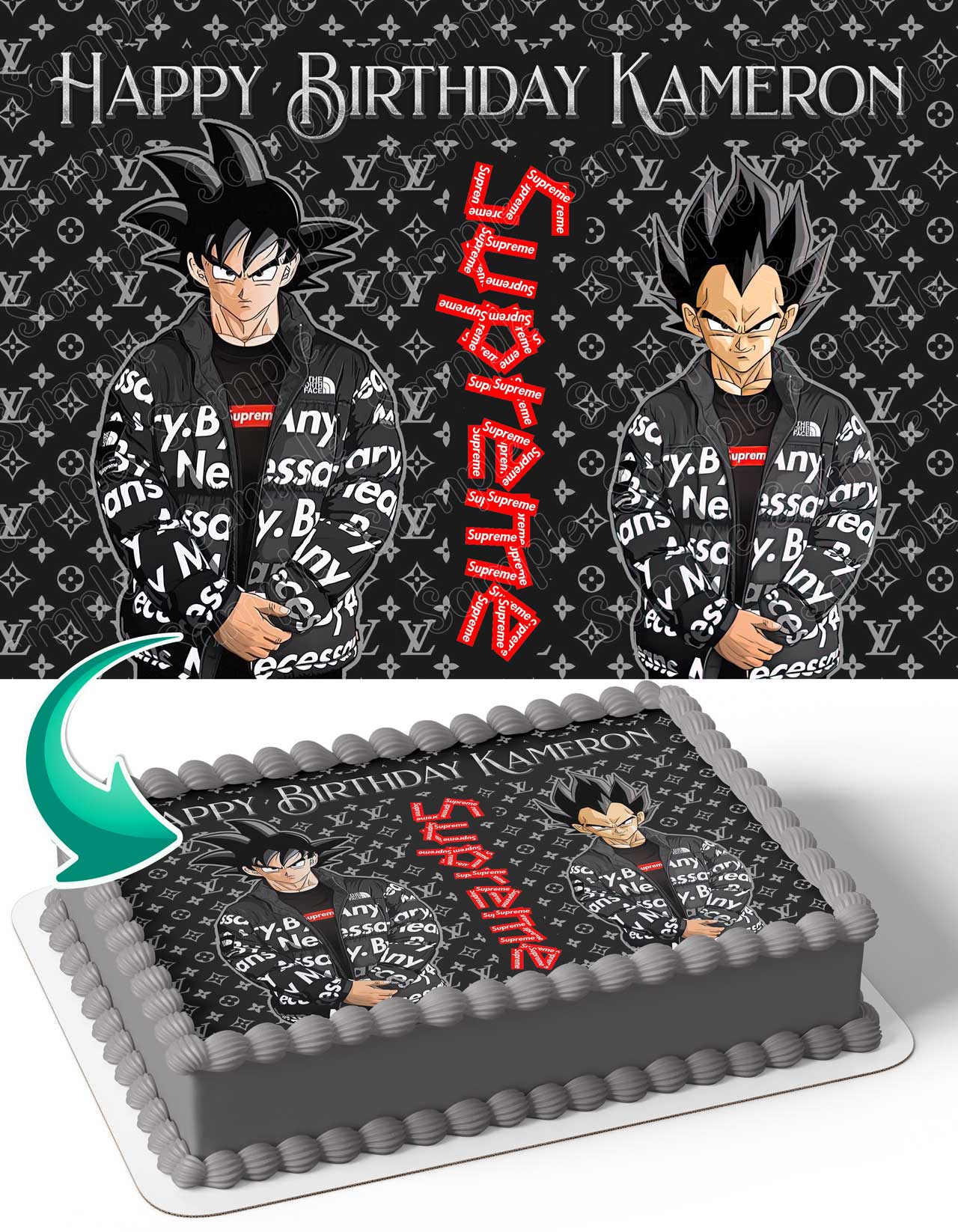 Goku Vegeta Luis Fashion Girls VittonSupreme Nieke Dragon Figthers Edible Cake Topper
