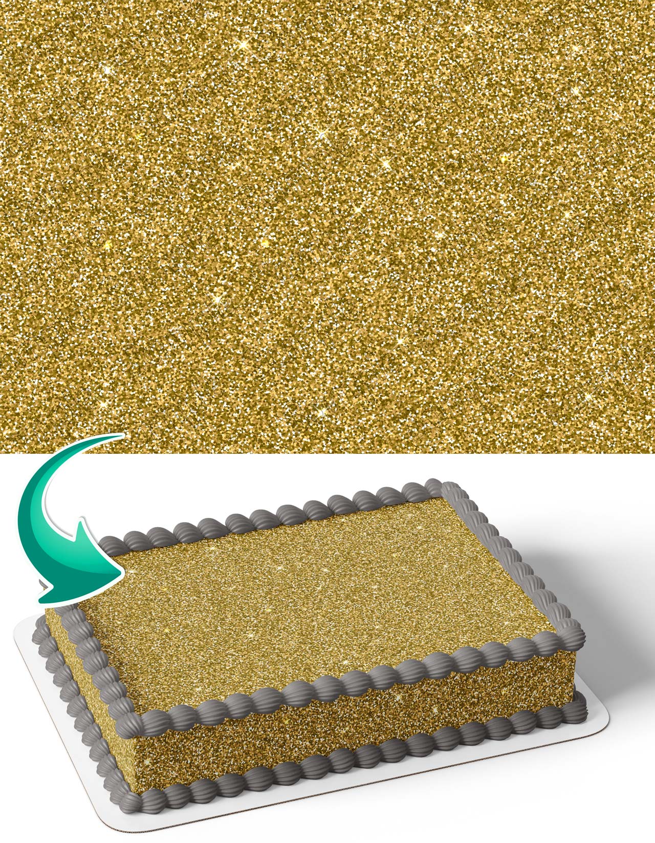 Gold Glitter Cake Wrap Edible Cake Topper