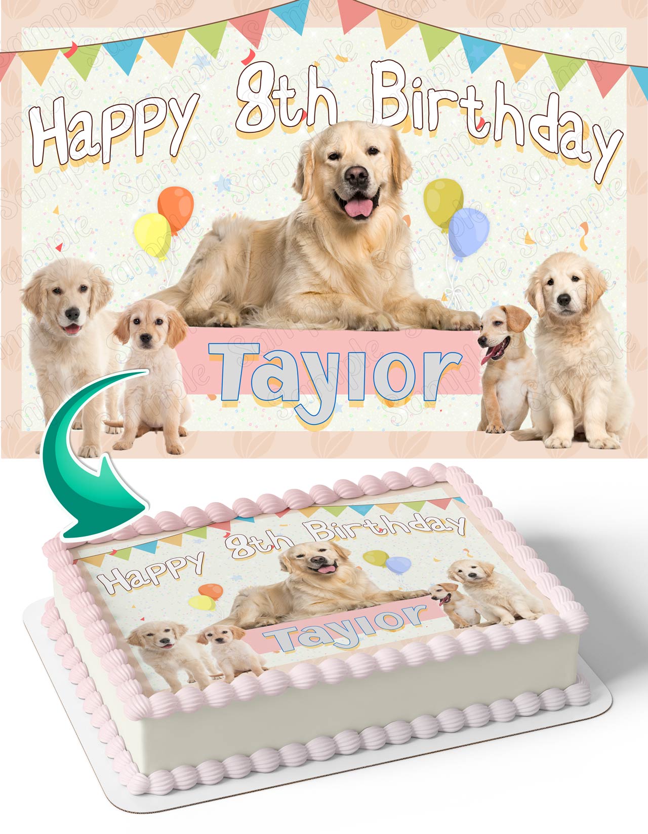 Golden Retriever Dog Cute Edible Cake Topper