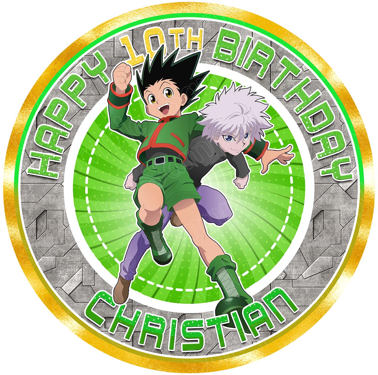 Gon Killua Hunter x Hunter Round – Icing Sheet Birthday - Personalized Edible Cake Topper | Custom Icing Sheet | Birthday Cake Decoration