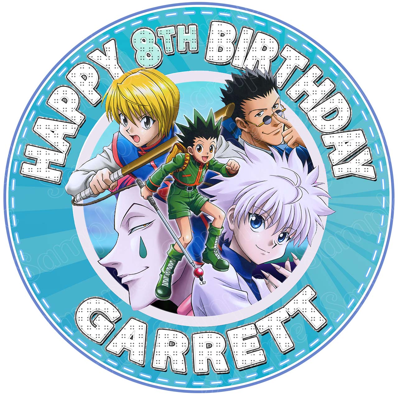 Gon Killua Hunter x Hunter HH Round – Icing Sheet Birthday - Personalized Edible Cake Topper | Custom Icing Sheet | Birthday Cake Decoration