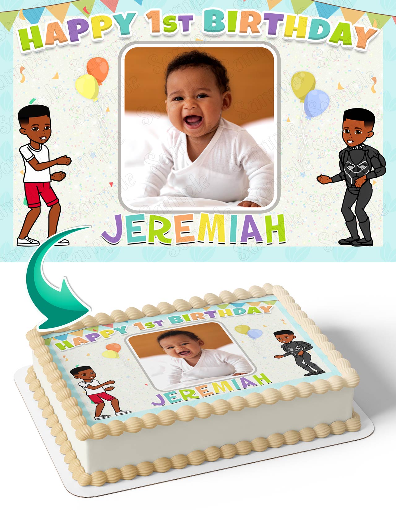 Gracie s Corner Photo Frame Boy Edible Cake Topper