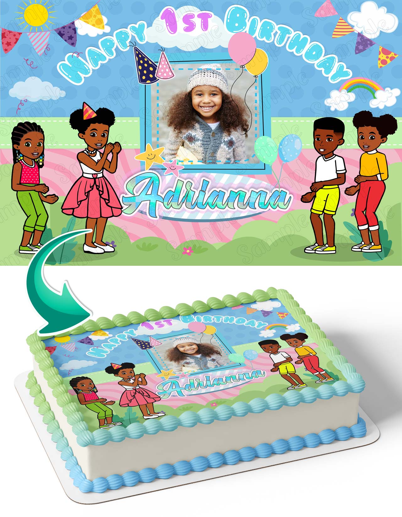 Gracies Corner Photo Frame – Birthday Image - Personalized Edible Cake Topper | Custom Icing Sheet | Birthday Cake Decoration | Photo Cake Image
