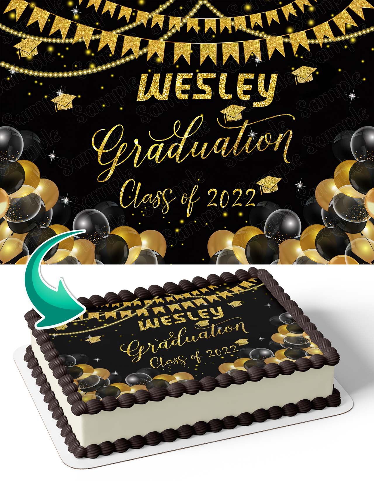 Graduation Class of Themed Themed Edible Cake Topper