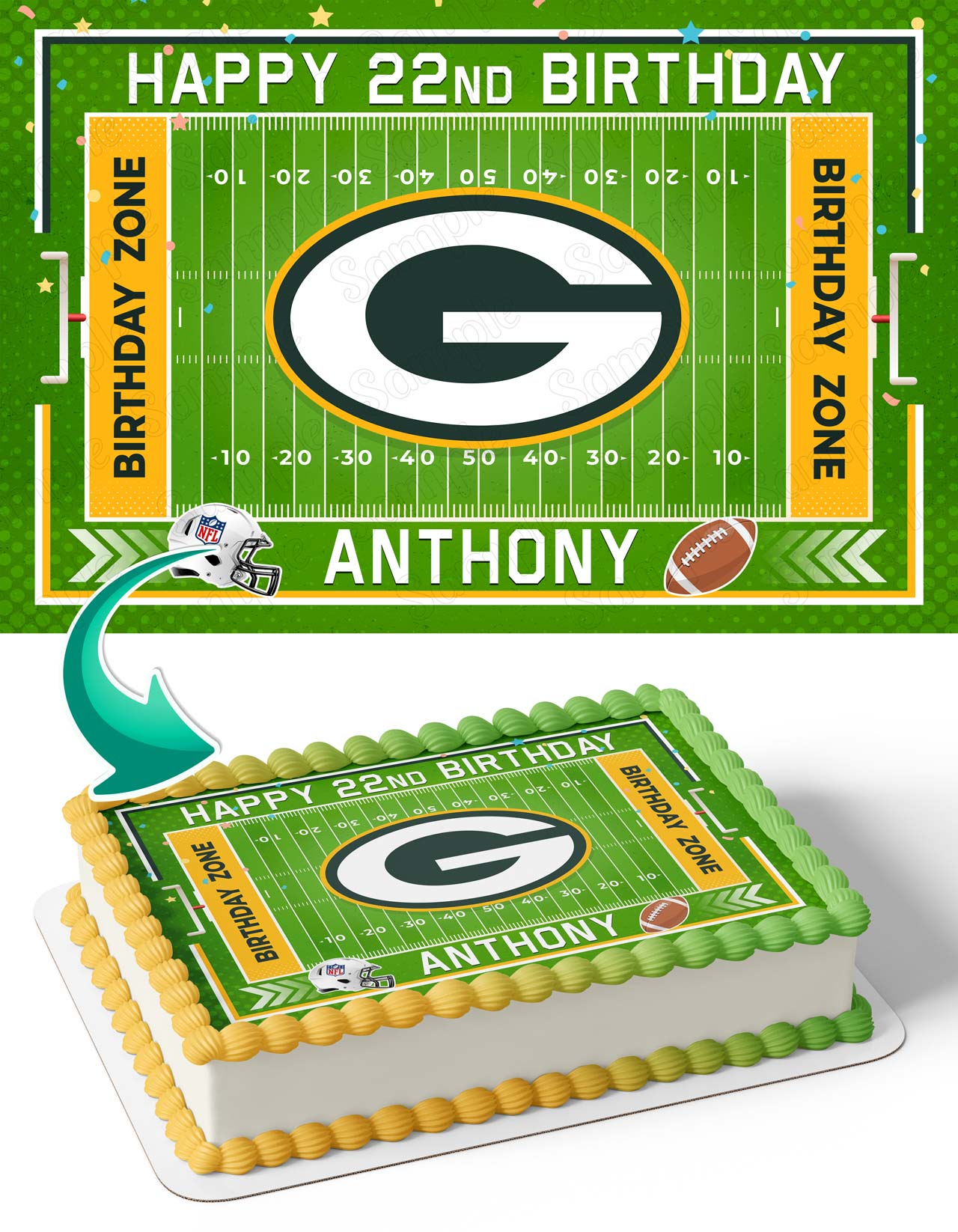 Green Bay Packers Edible Cake Topper