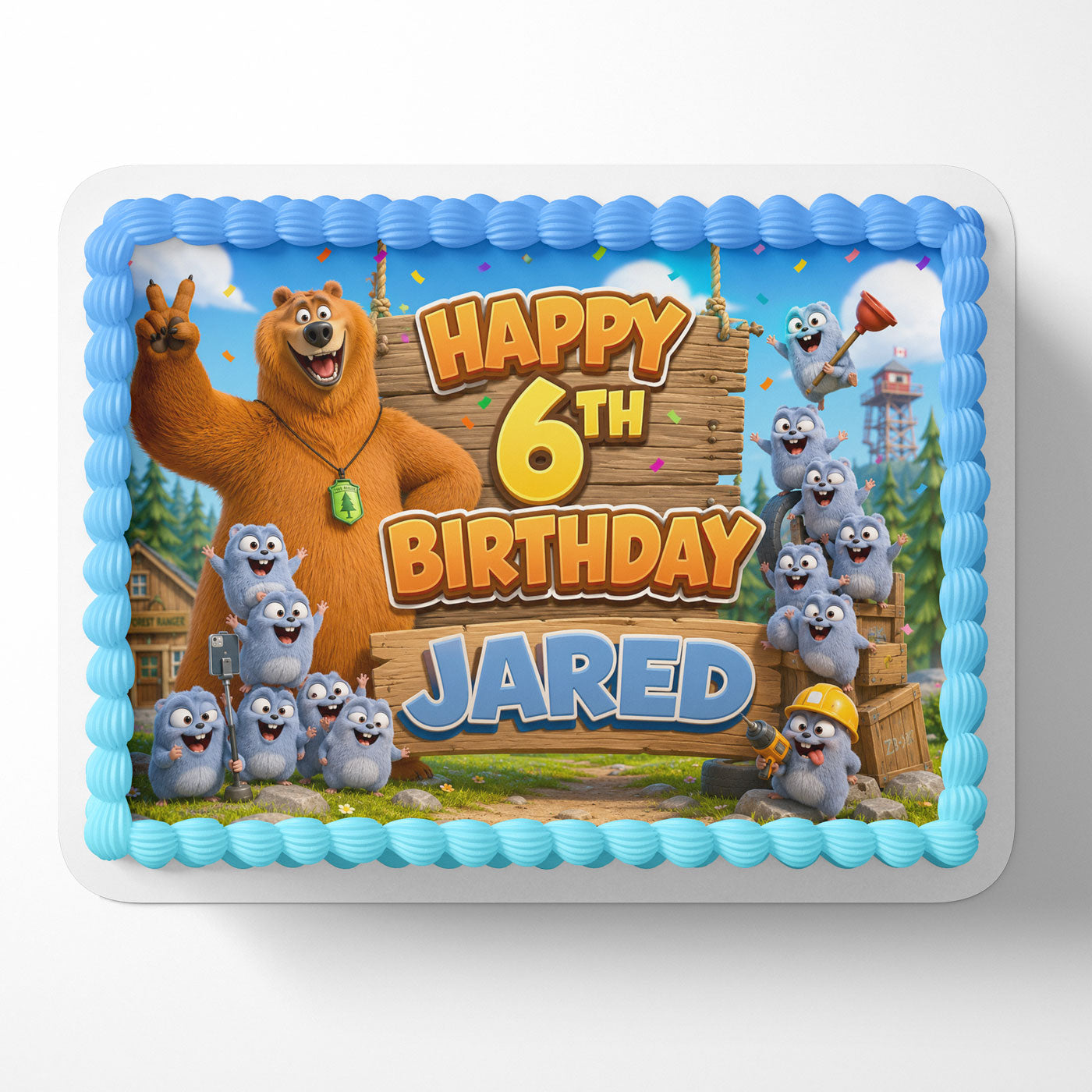 Grizzy and the Lemmings﻿ Custom Edible Cake Image - Edible Cake Topper Birthday Cake Decoration