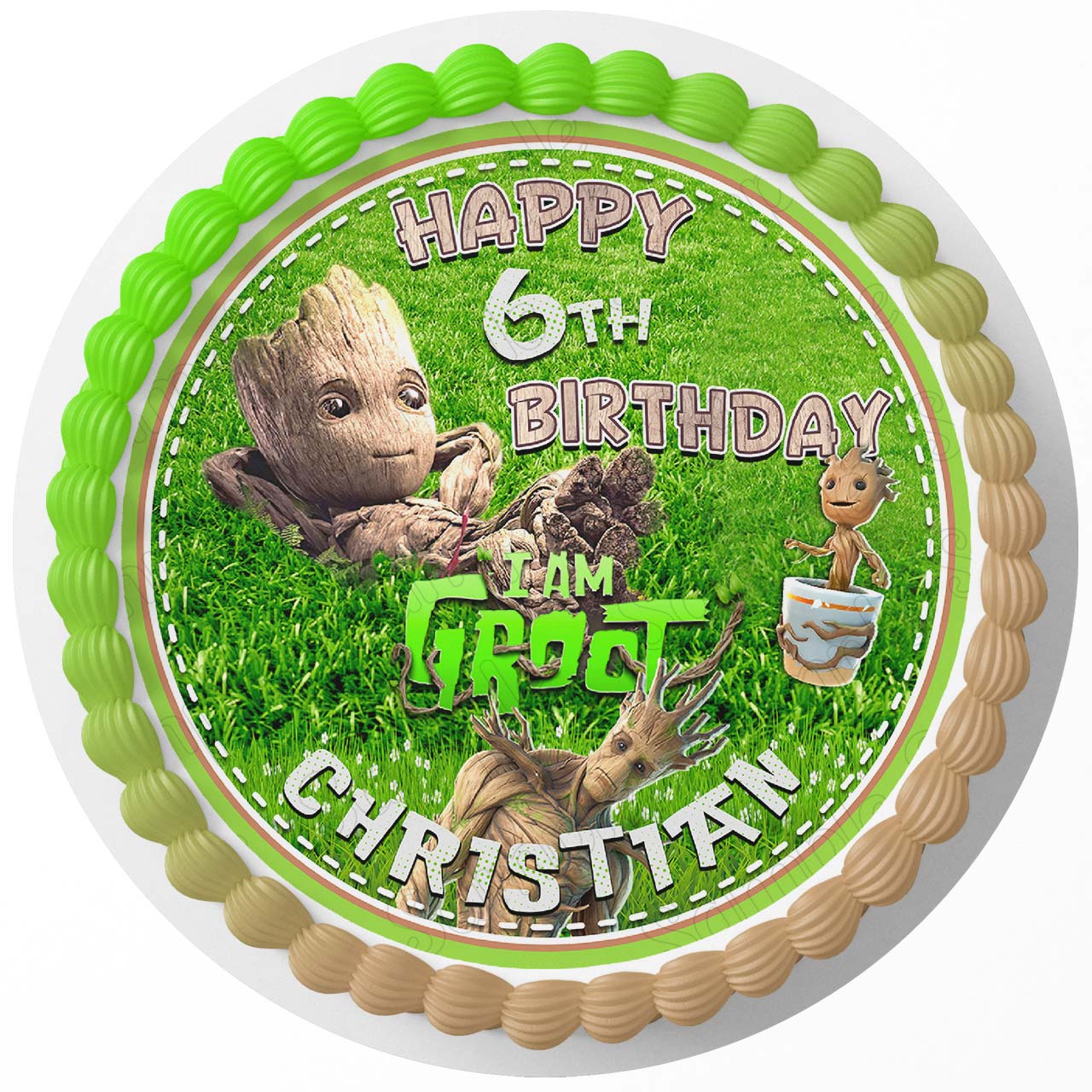 Groot Round – Icing Sheet Birthday - Personalized Edible Cake Topper | Custom Icing Sheet | Birthday Cake Decoration | Photo Cake Image