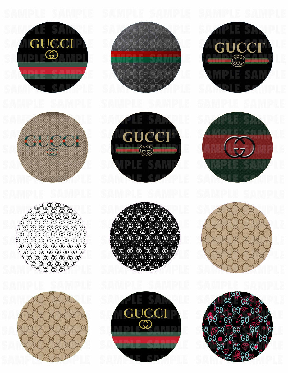Guccis Fashion Luxury Edible Cupcake Toppers – Round Icing Sheet - Edible Cake Topper | Icing Sheet | Birthday Cake Decoration