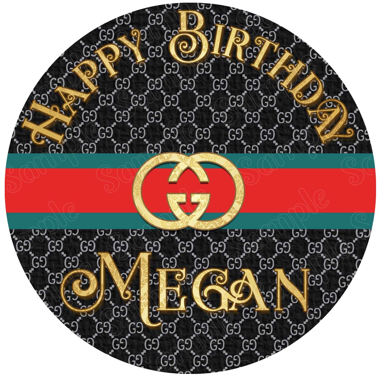 Gucci Black Round – Icing Sheet Birthday - Personalized Edible Cake Topper | Custom Icing Sheet | Birthday Cake Decoration | Photo Cake Image