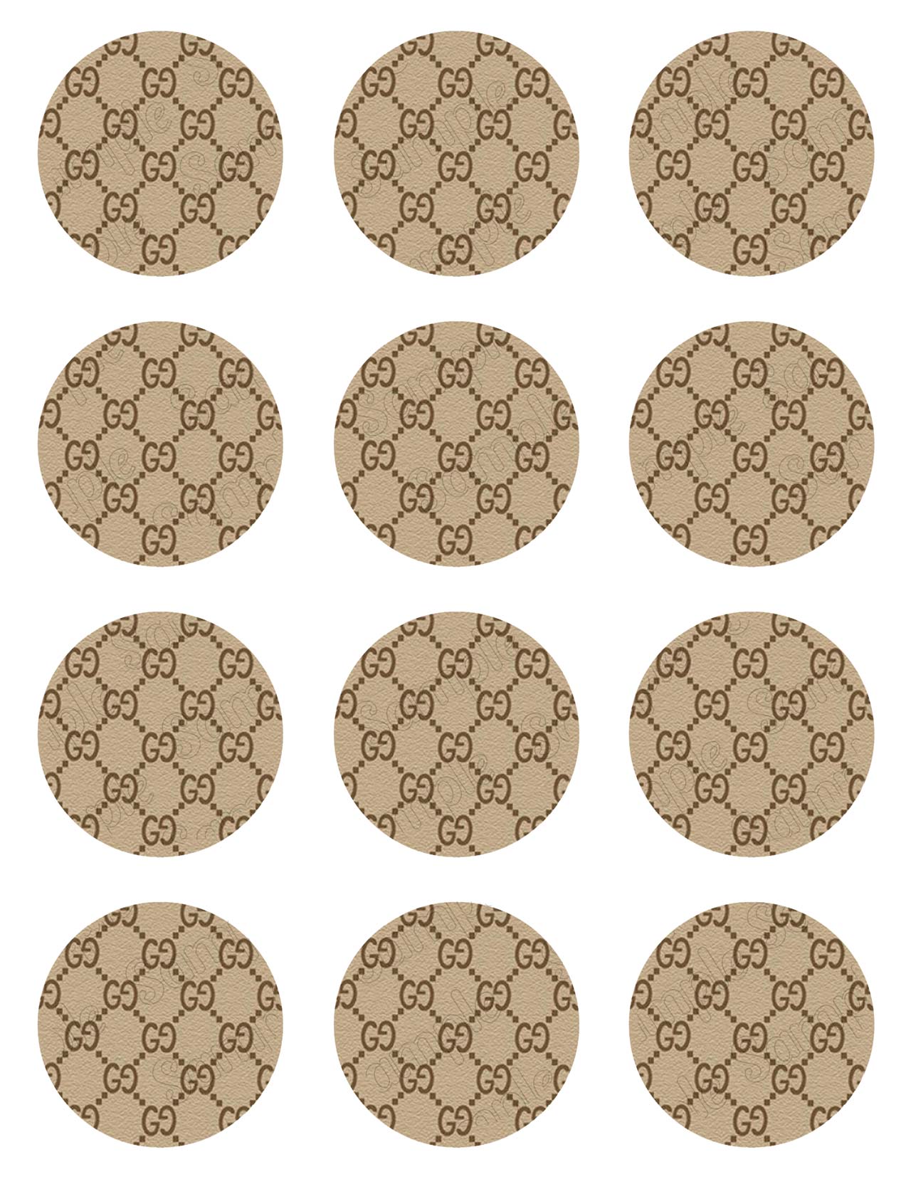 Guccis Fashion Edible Cupcake Toppers – Round Icing Sheet Birthda - Edible Cake Topper | Icing Sheet | Birthday Cake Decoration