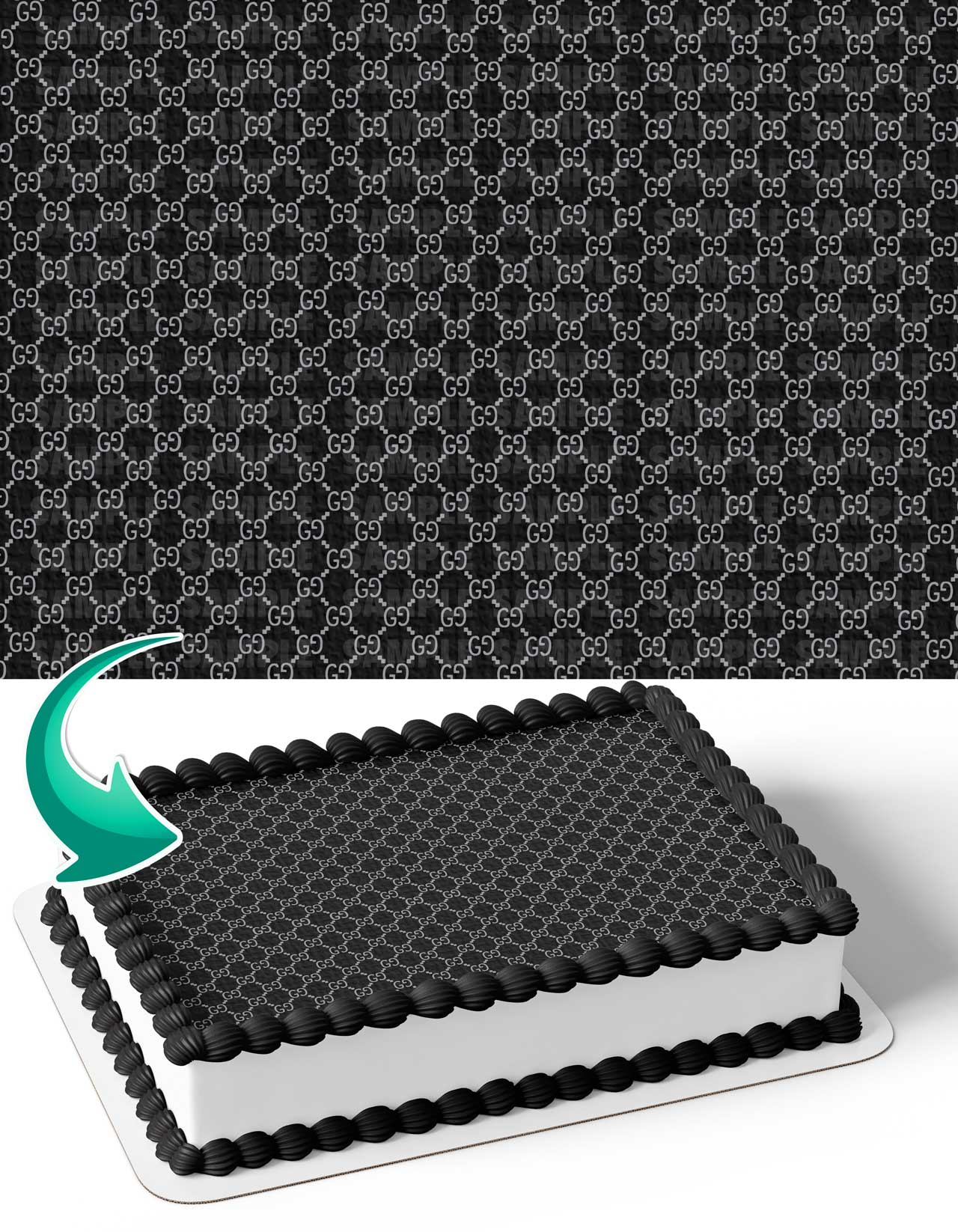 Gussi Pattern Black Edible Cake Topper