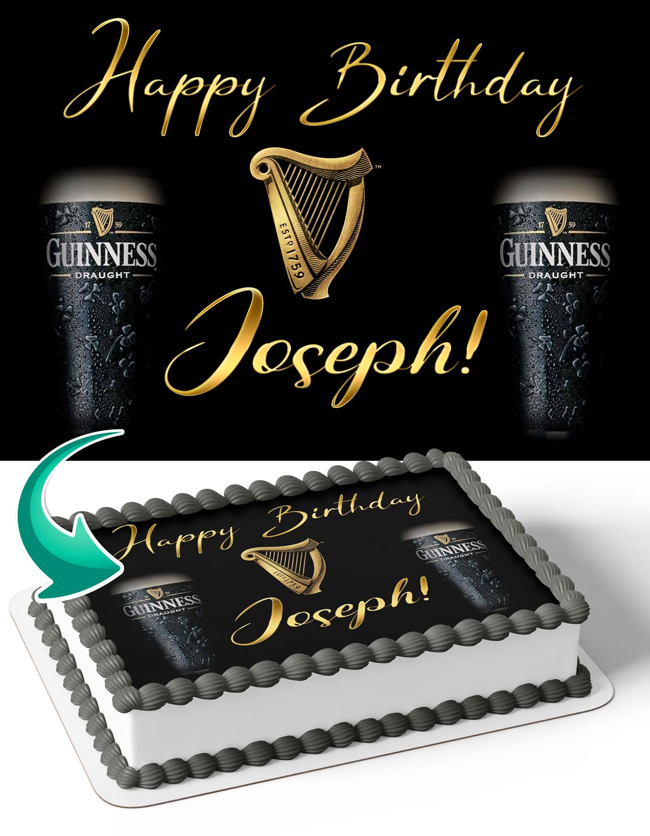 Guinness Beer Edible Cake Topper