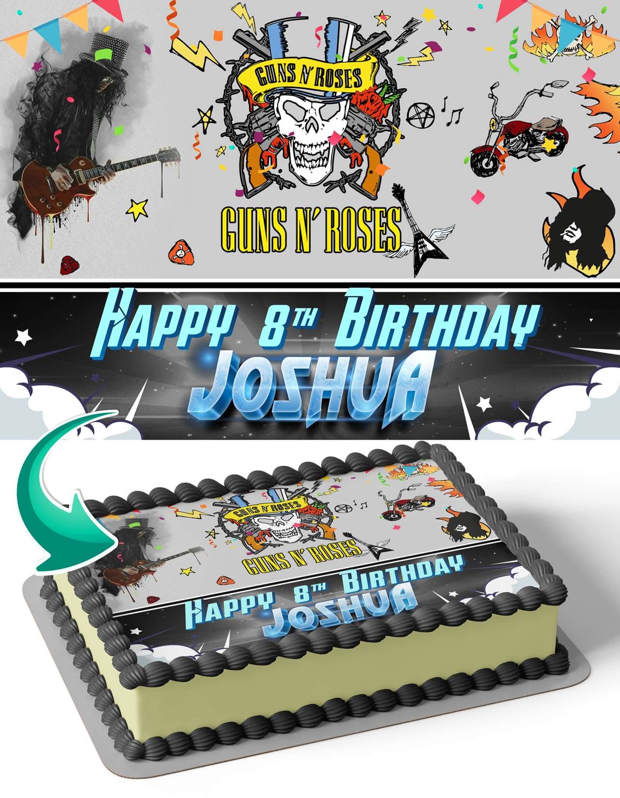 Guns N Roses GS Personalized Edible Image