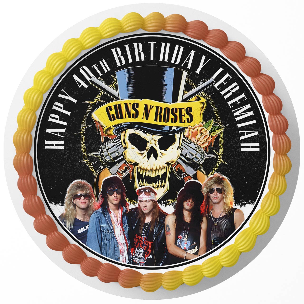 Rock Band Classic HRT Round – Icing Sheet Birthday - Personalized Edible Cake Topper | Custom Icing Sheet | Birthday Cake Decoration