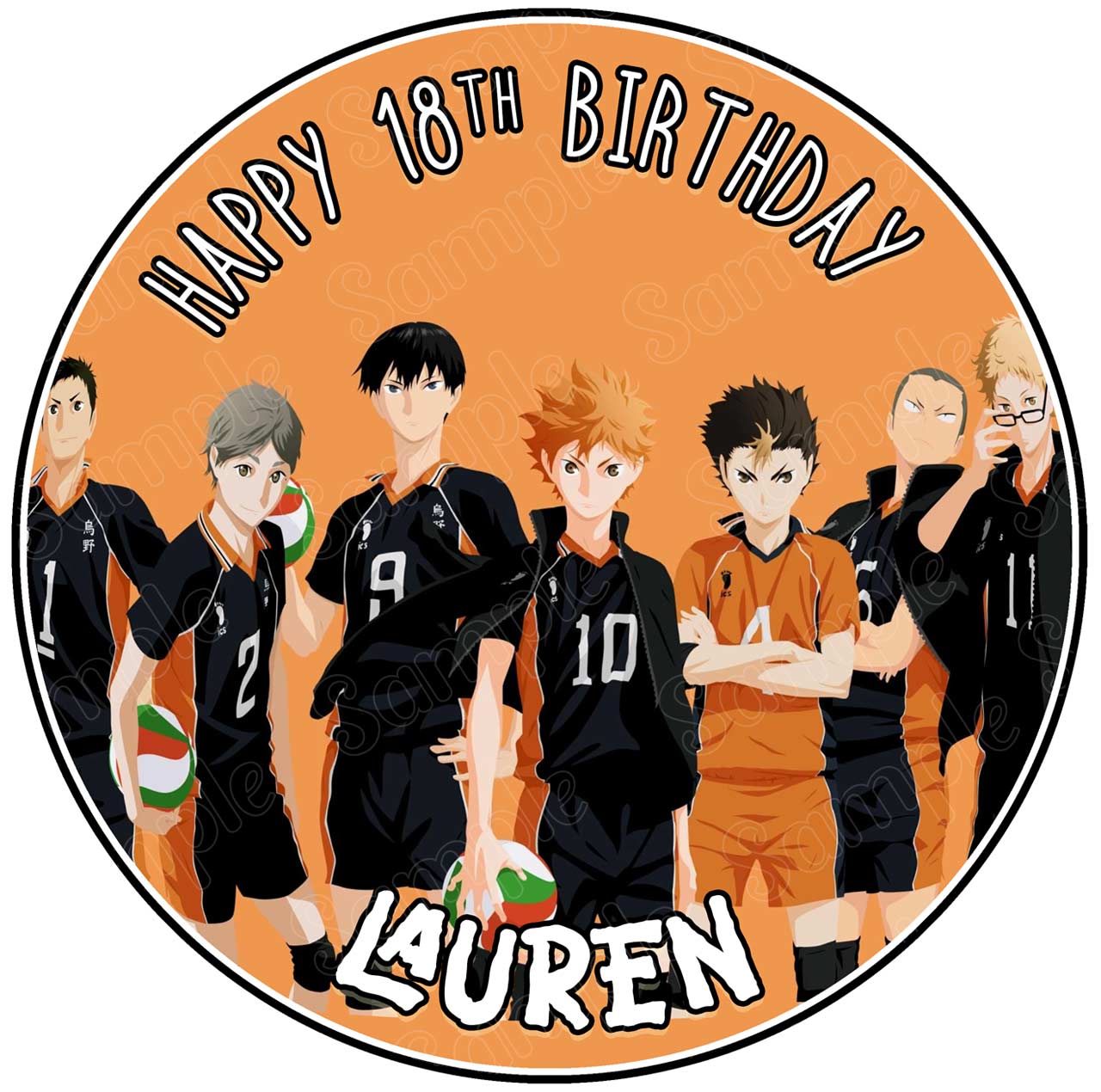Haikyuu Karasuno Round – Icing Sheet Birthday - Personalized Edible Cake Topper | Custom Icing Sheet | Birthday Cake Decoration | Photo Cake Image