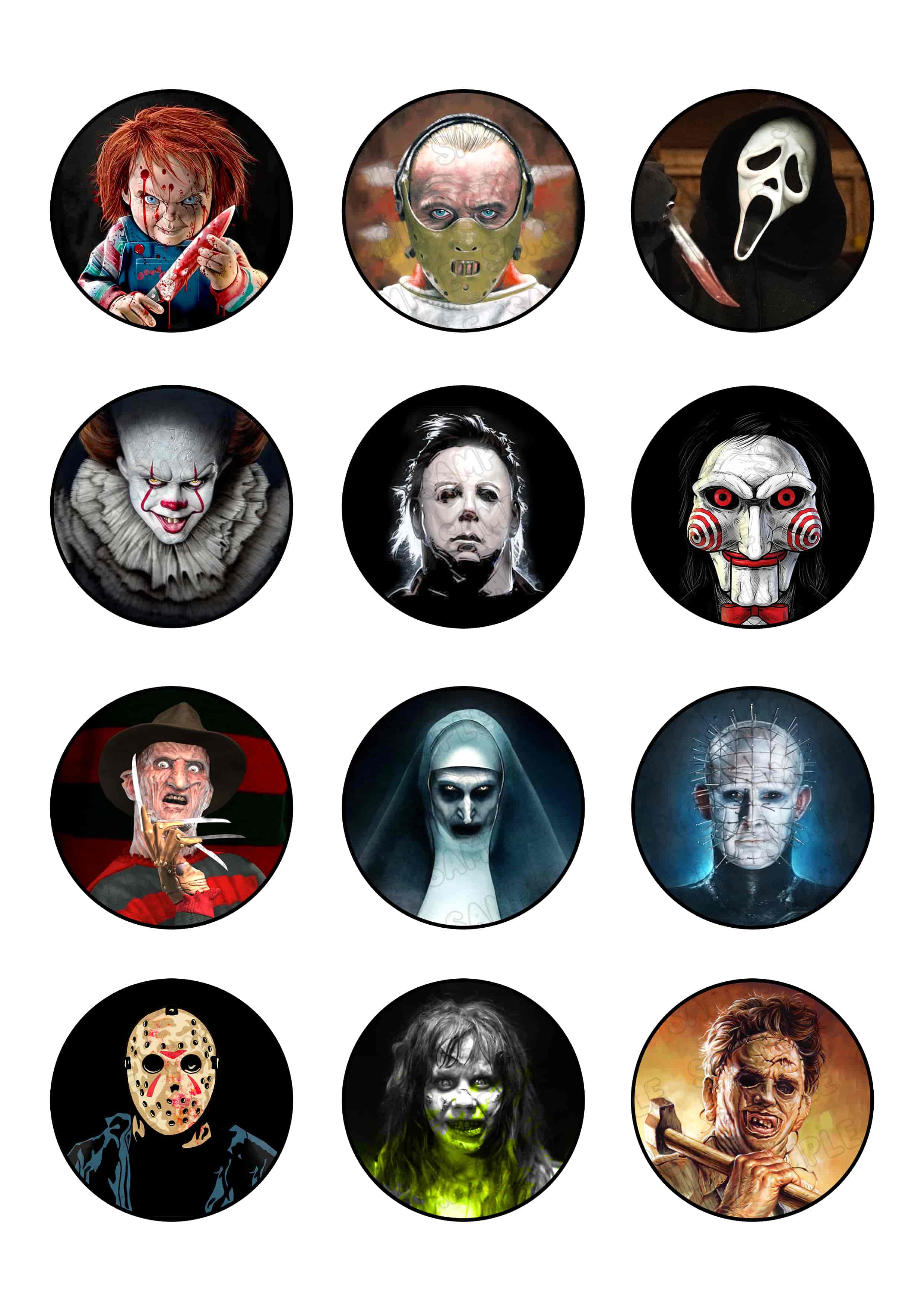 Halloween Horror Nights Edible Cupcake Toppers – Round Icing Shee - Edible Cake Topper | Icing Sheet | Birthday Cake Decoration