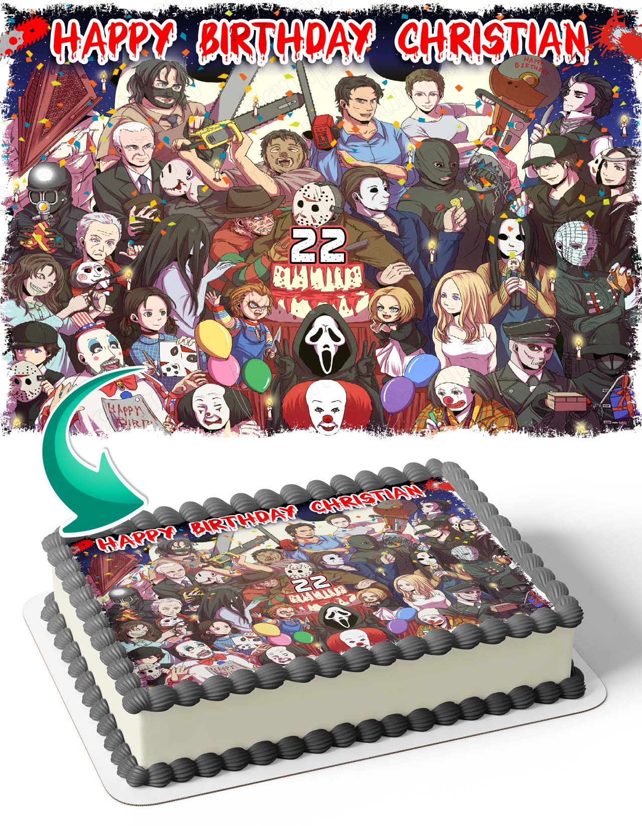 Halloween Horror Nights Team Edible Cake Topper