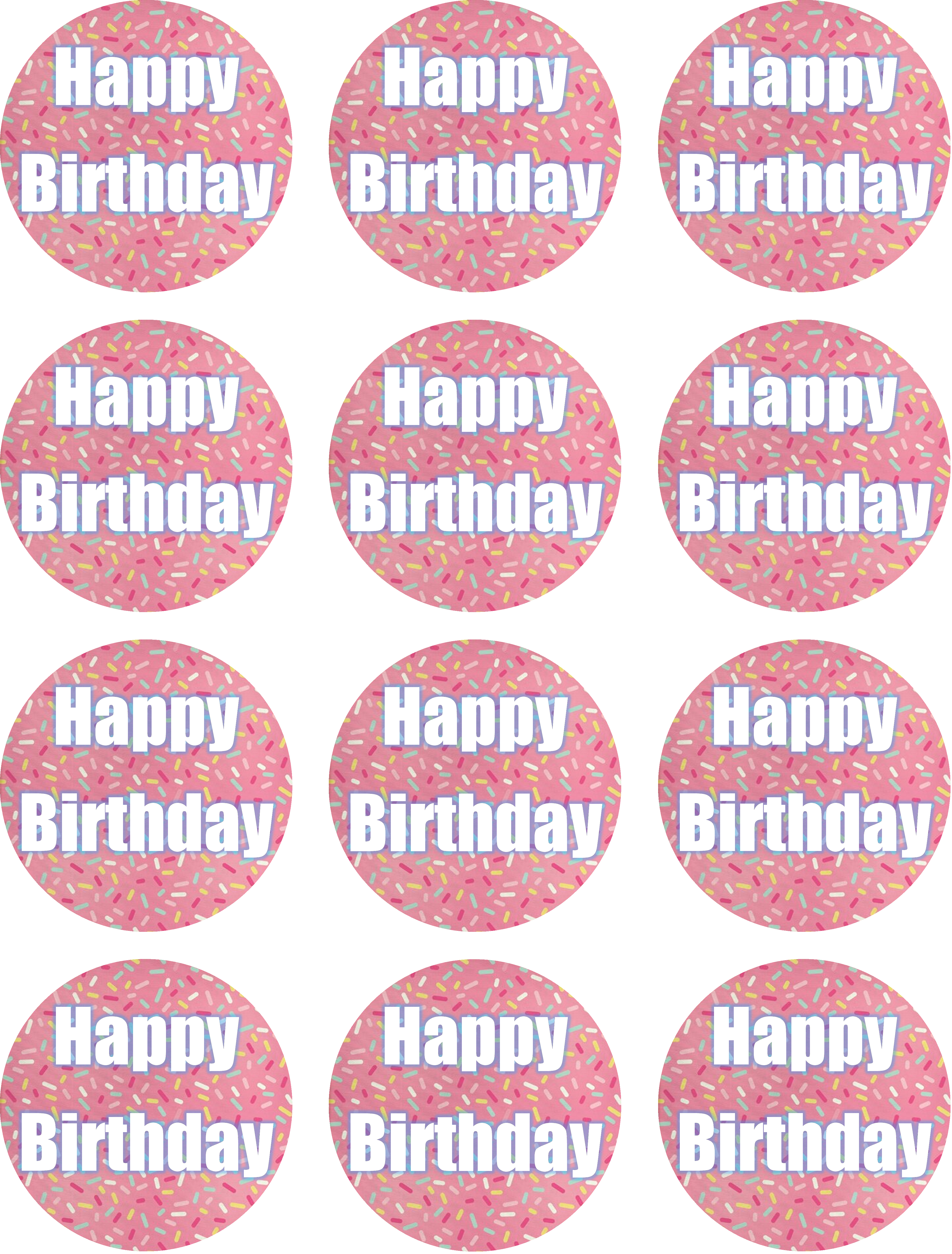 Happy Birthday Sprinkles Edible Cupcake Toppers – Round Icing She - Edible Cake Topper | Icing Sheet | Birthday Cake Decoration
