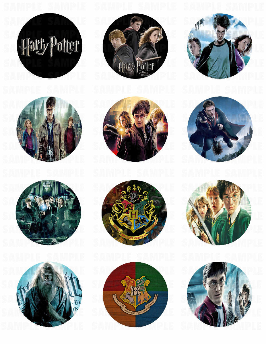 Harry Wizard Magician Edible Cupcake Toppers – Round Icing Sheet - Edible Cake Topper | Icing Sheet | Birthday Cake Decoration