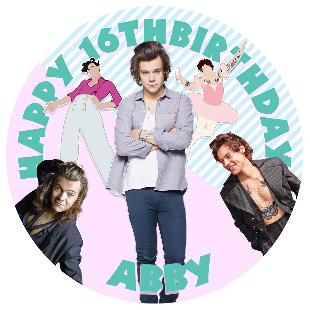 Harry Styles Round – Icing Sheet Birthday - Personalized Edible Cake Topper | Custom Icing Sheet | Birthday Cake Decoration | Photo Cake Image