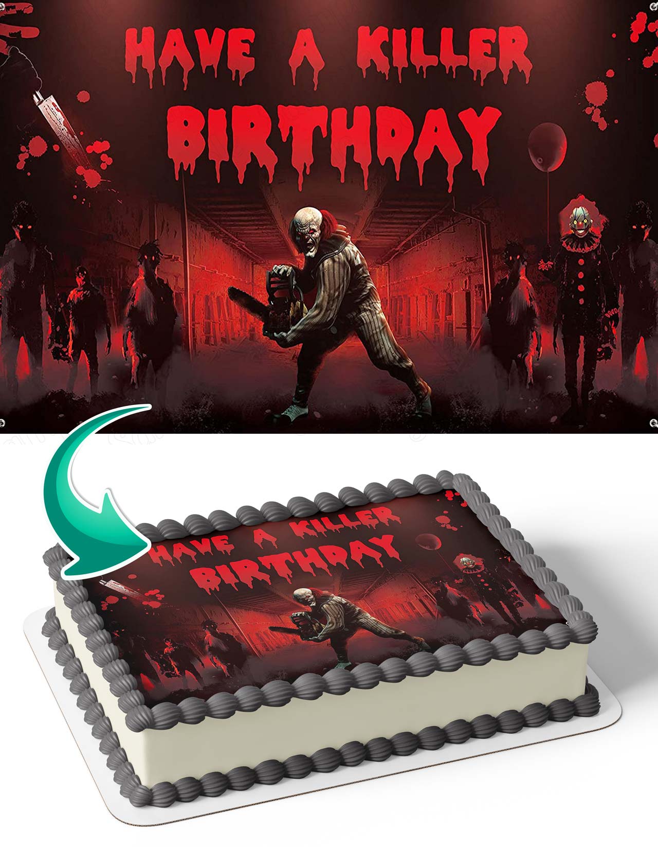 Have a Killer Birthday Horror Edible Cake Topper