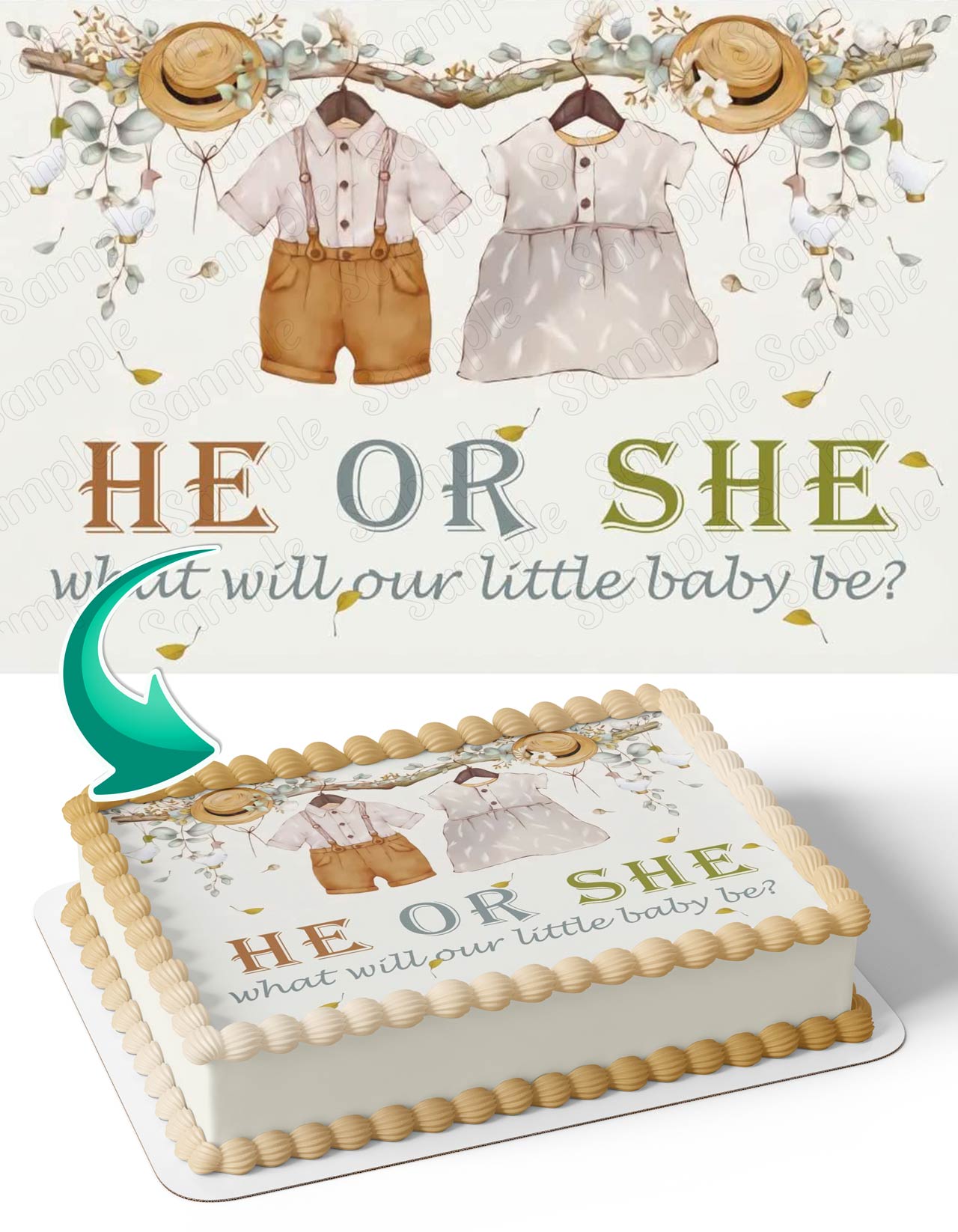 He Or She What Will Our Little Baby Be Edible Cake Topper