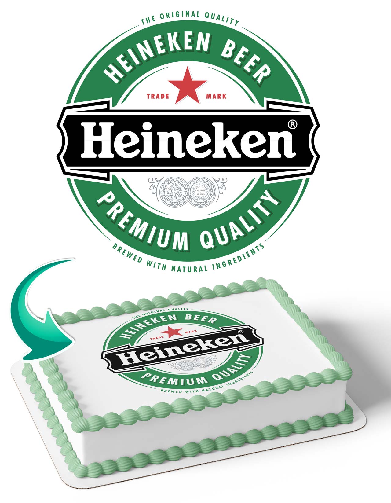 Heineken Logo Beer Edible Cake Topper