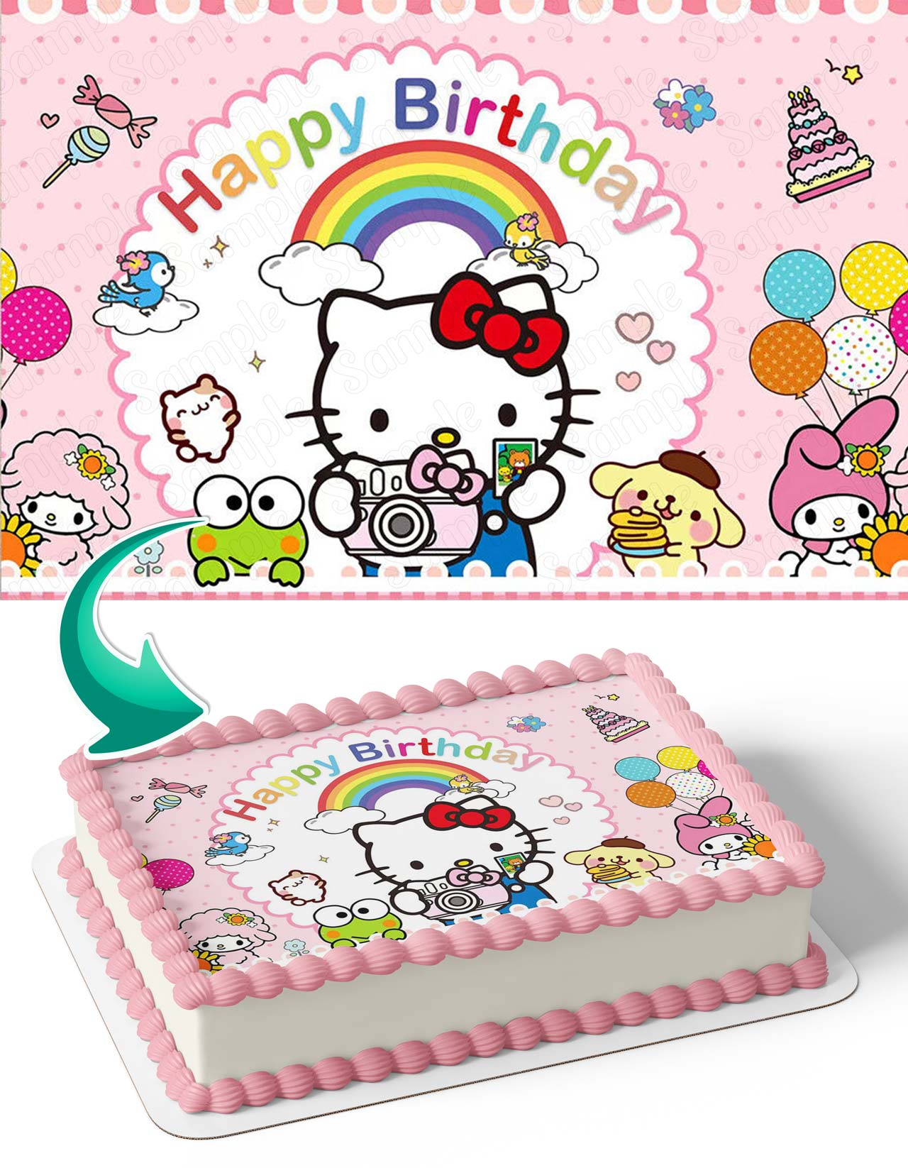 Kitties Kids Girls Hello and Friends PB Edible Cake Topper