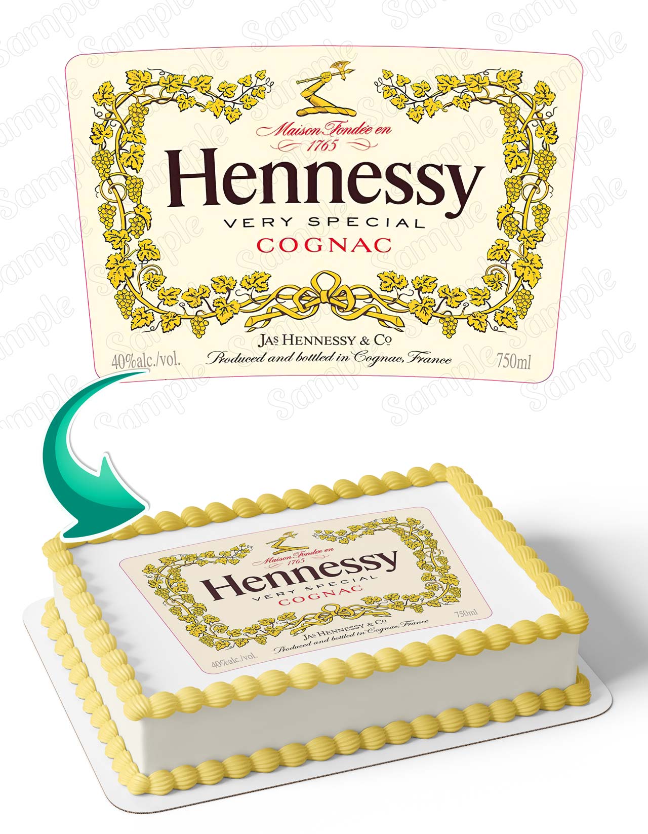 Hennessy Label Edible Cake Topper
