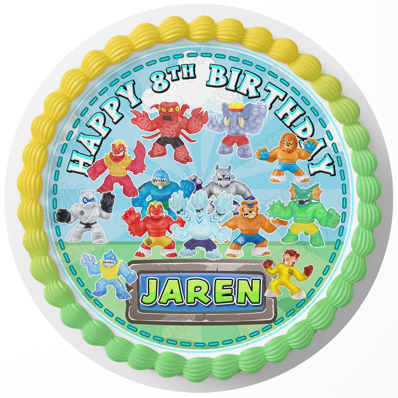 Heroes of Goo Jit Zu Toys Round – Icing Sheet Birthday - Personalized Edible Cake Topper | Custom Icing Sheet | Birthday Cake Decoration