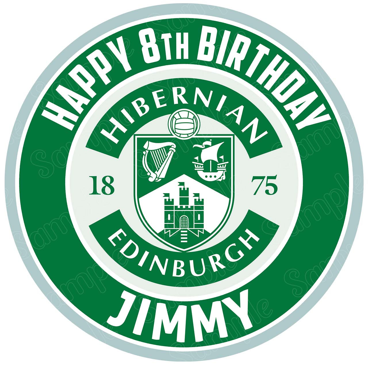 Hibernian FC Round – Icing Sheet Birthday - Personalized Edible Cake Topper | Custom Icing Sheet | Birthday Cake Decoration | Photo Cake Image