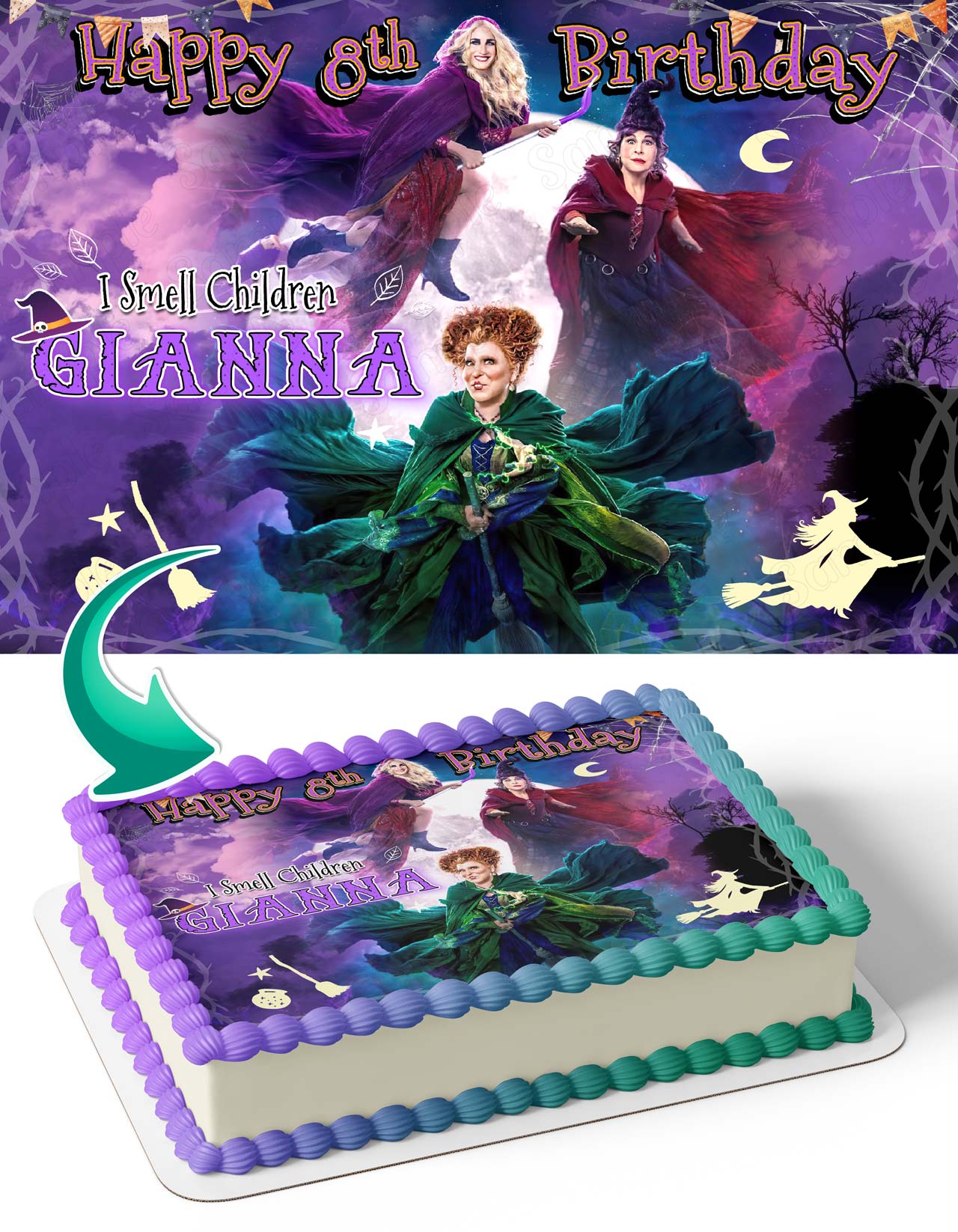 Hocus Pocus I Smell Children JK Edible Cake Topper
