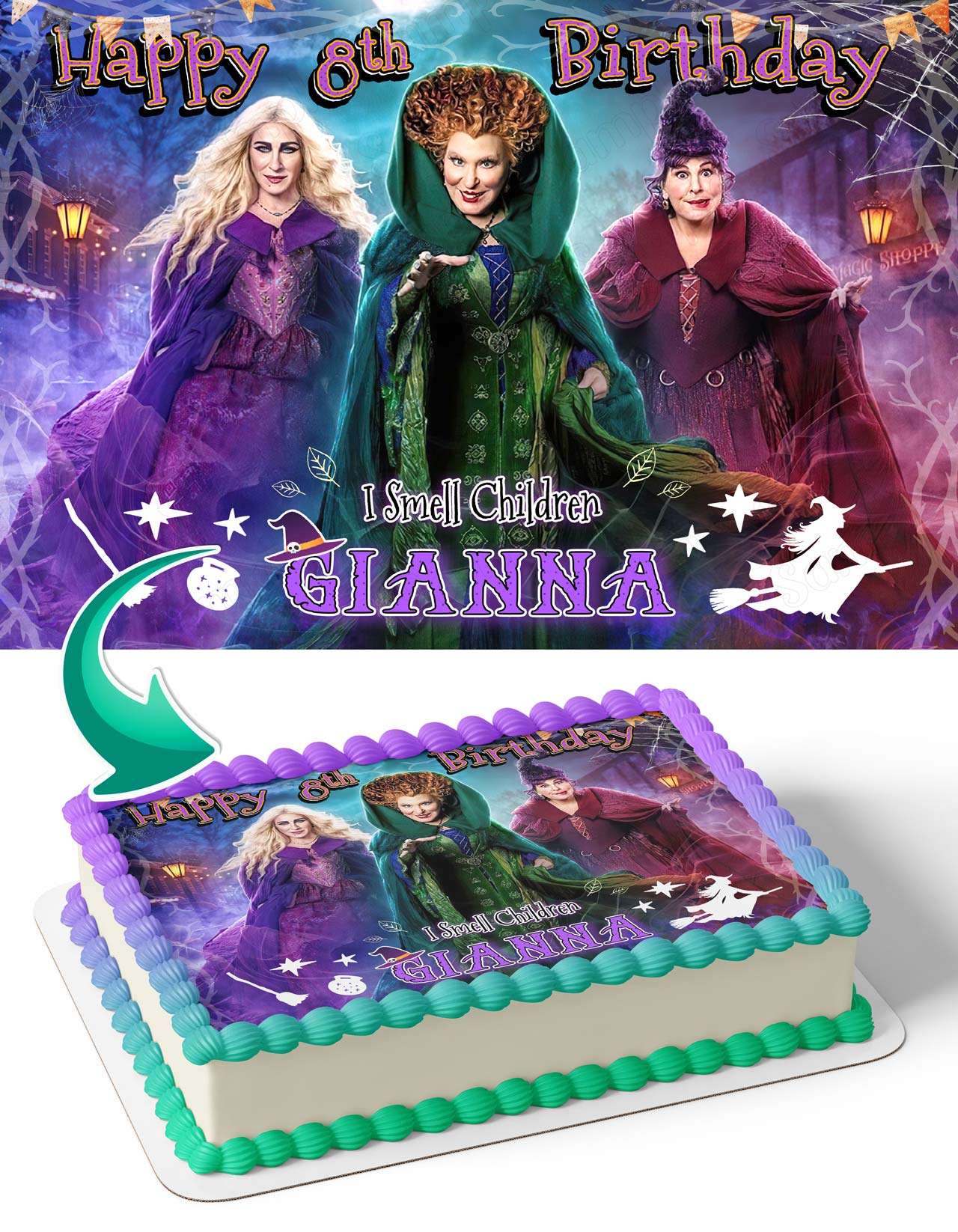 Hocus Pocus I Smell Children PO Edible Cake Topper