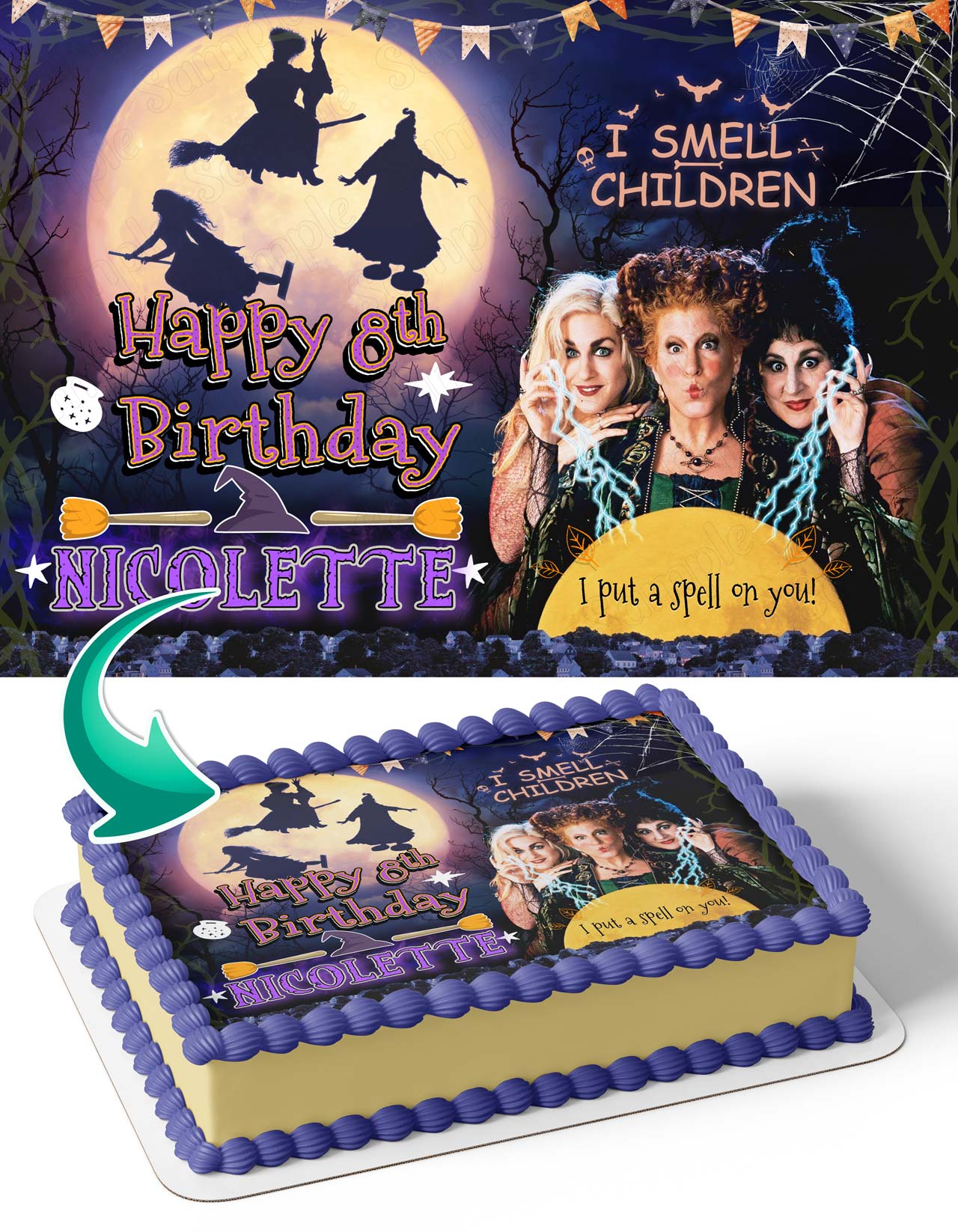 Hocus Pocus I smell Childrens Edible Cake Topper