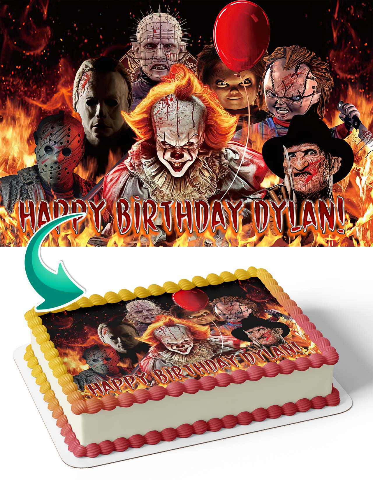 Horror Night Chucky Michael Myers Jason Freddy Penny Wise Edible Cake Topper
