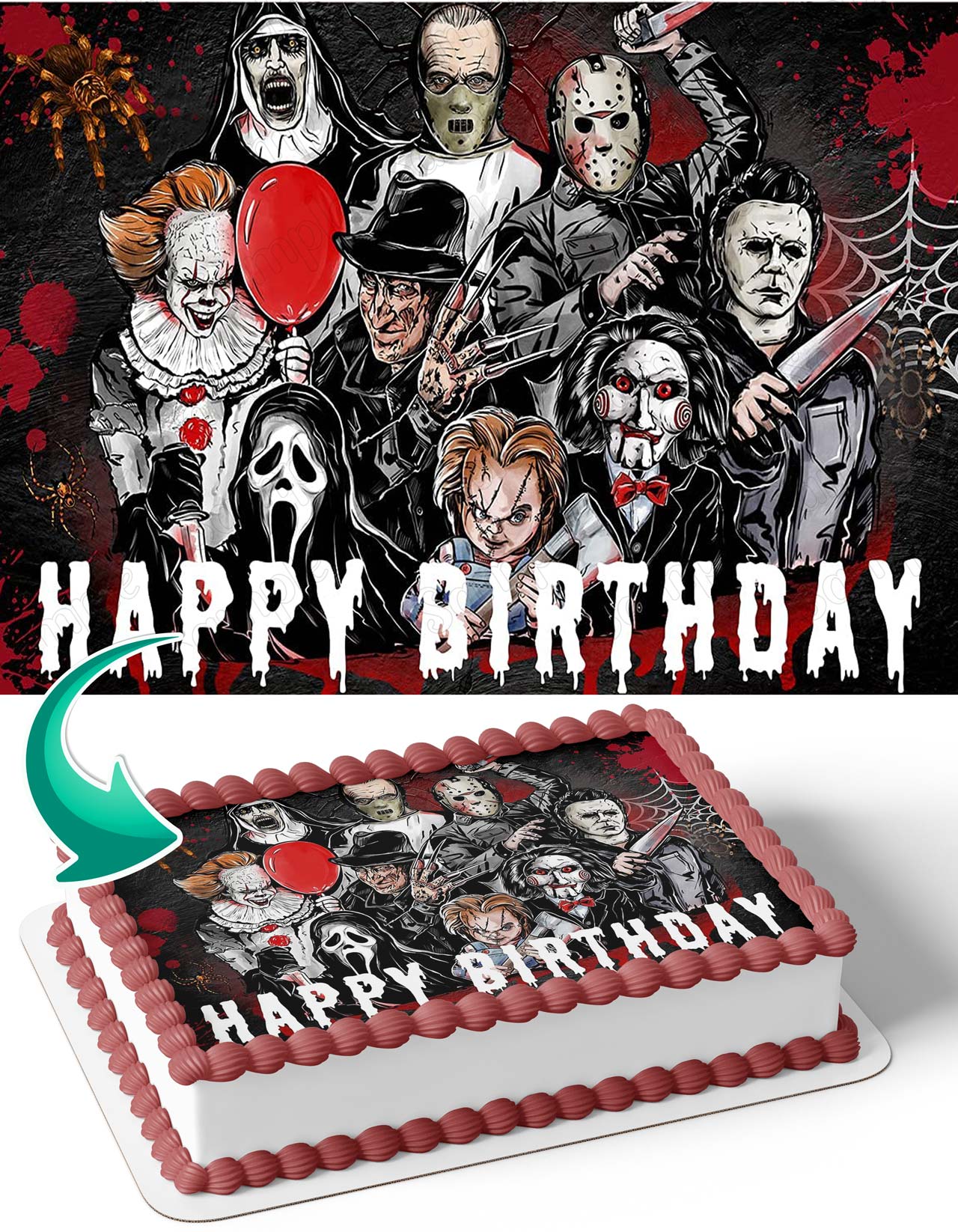 Horror Night Freddy Michael Myers Jason Edible Cake Topper