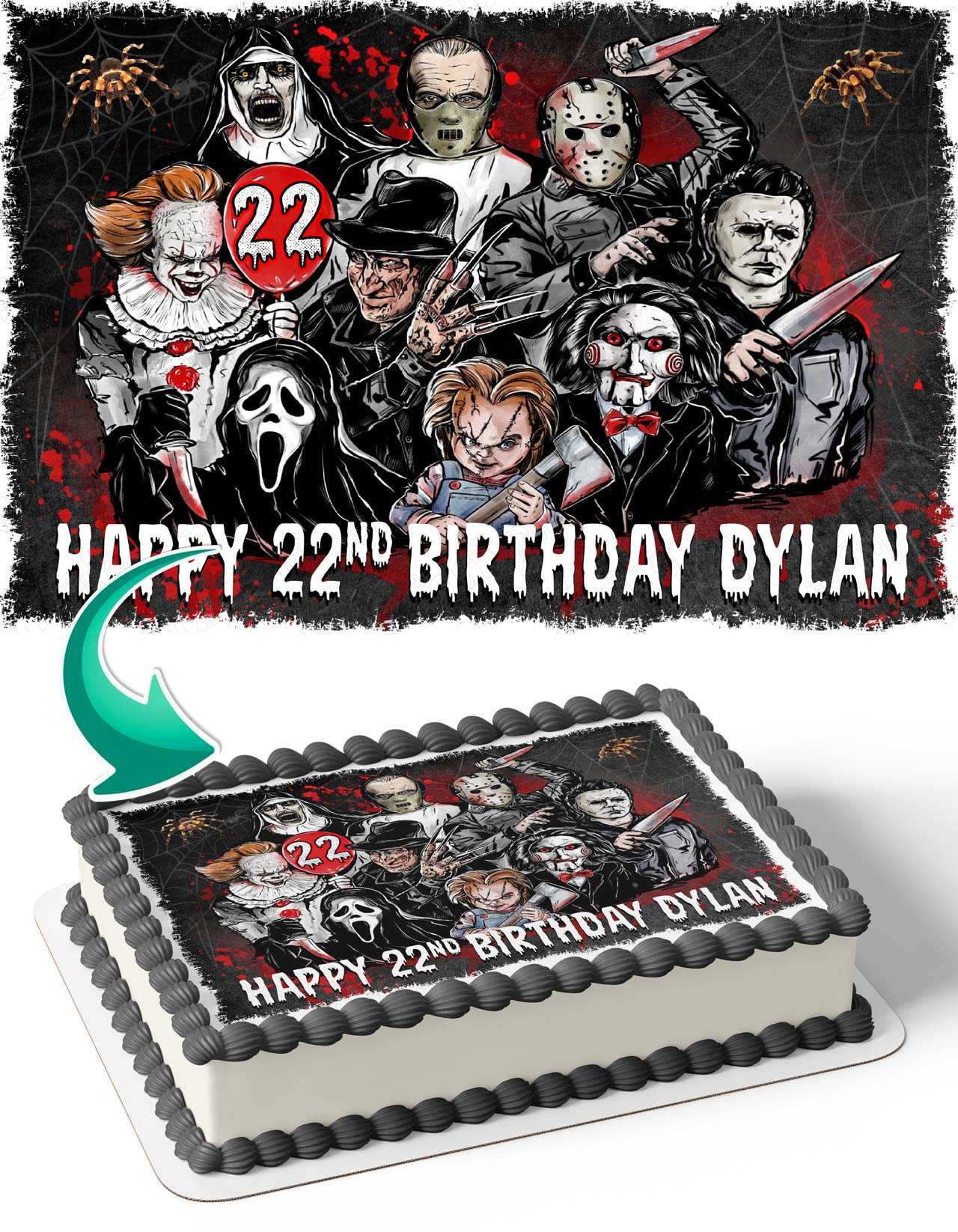 Horror Night Friends Chucky Michael Myers Jason Freddy Penny Wise Edible Cake Topper