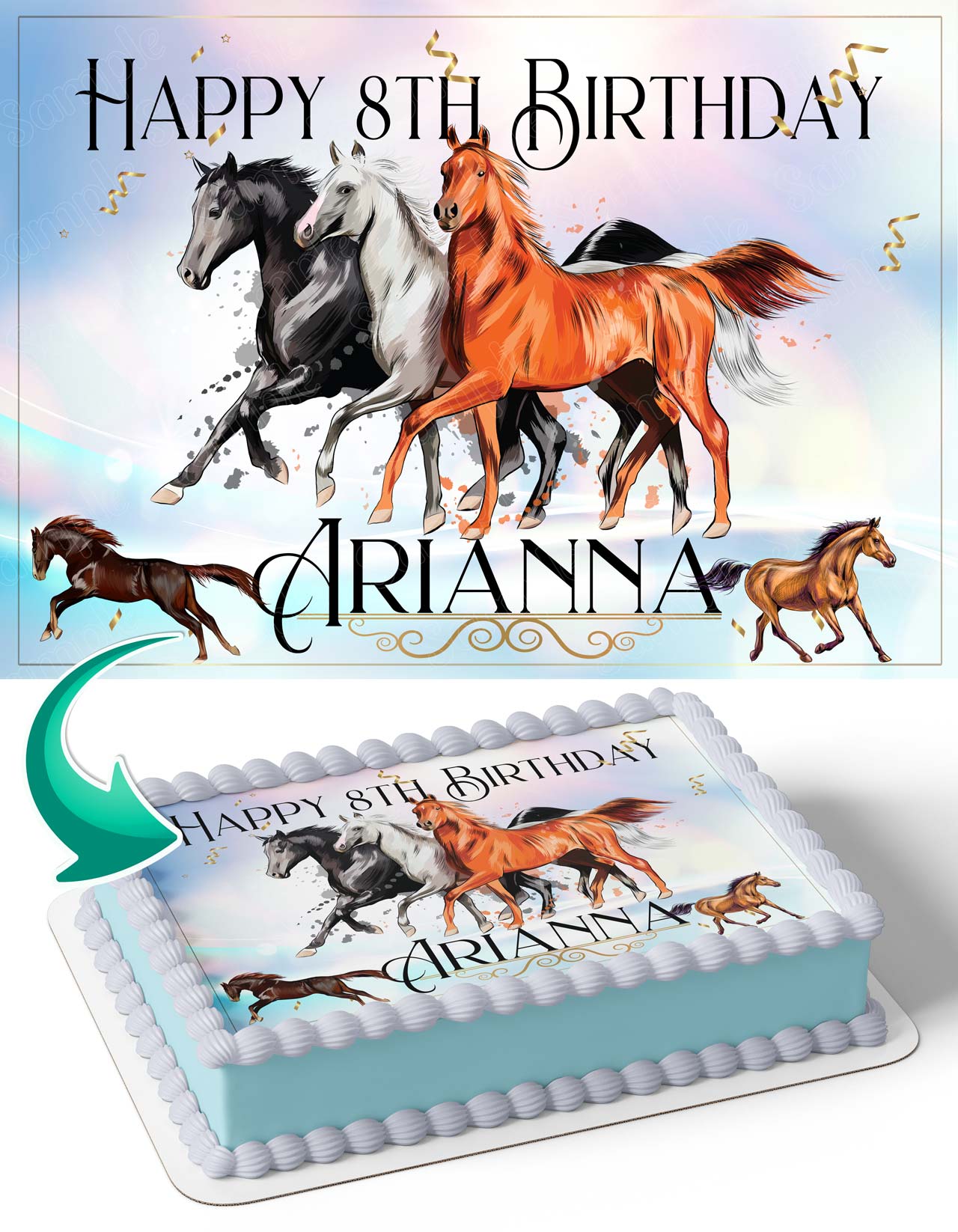 Horses Gallop Run Horse Edible Cake Topper