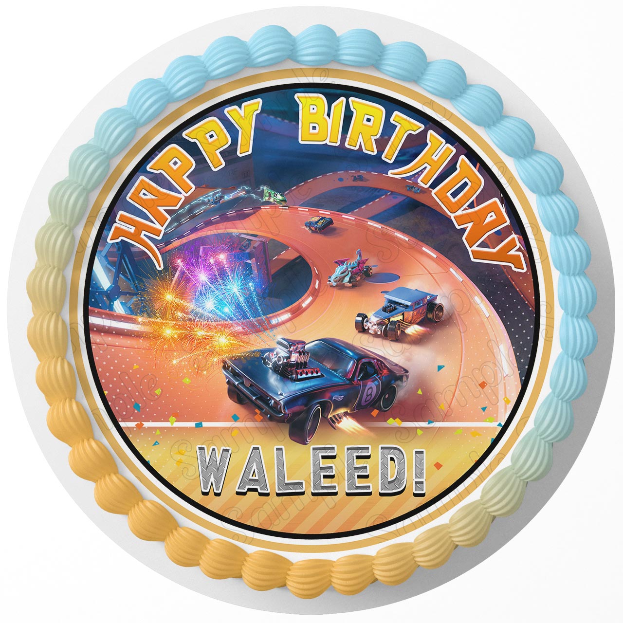 Hot Cars Speed Unlesged Round – Icing Sheet Birthday - Personalized Edible Cake Topper | Custom Icing Sheet | Birthday Cake Decoration