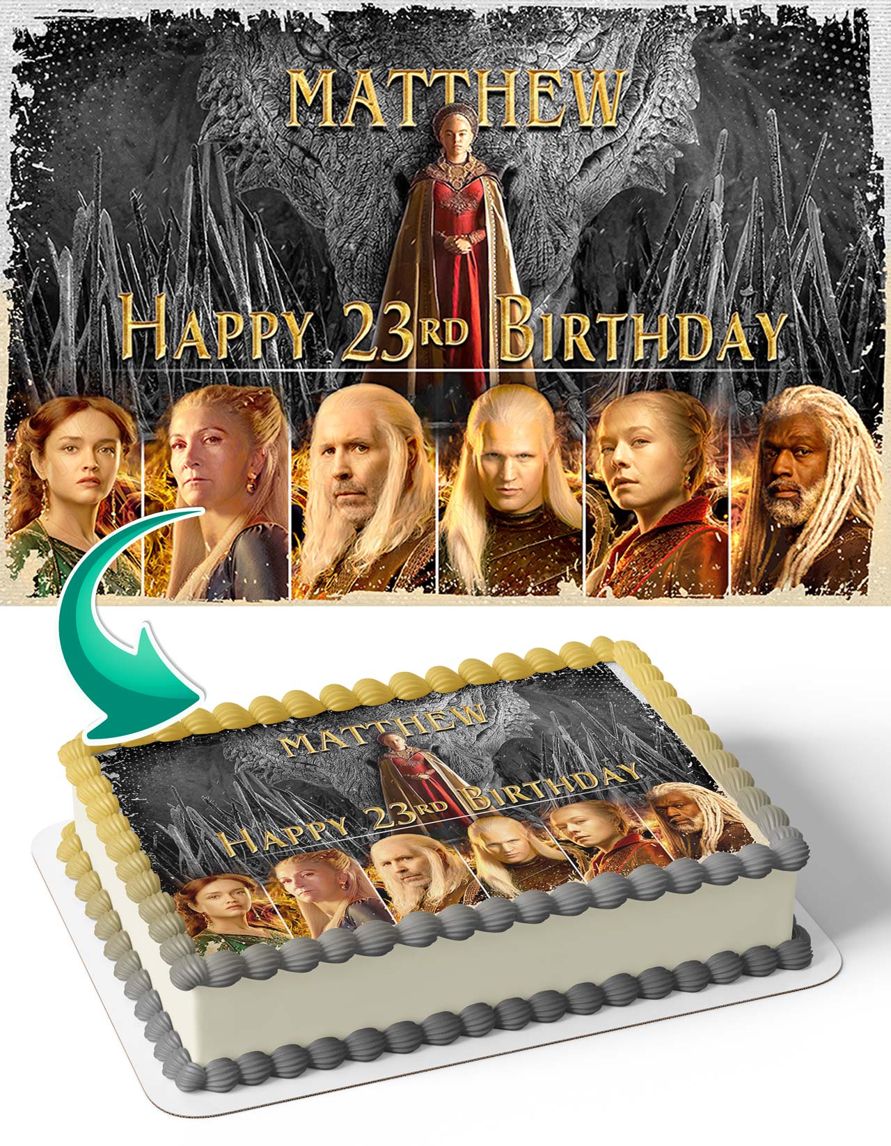 House of the Dragon Game of Thrones GM Edible Cake Topper